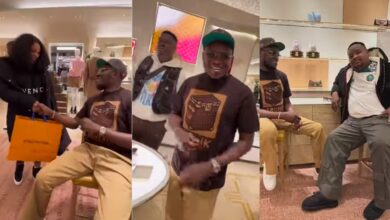 "Na my pastor dey give me" - Cubana Chief Priest mocks tithe-givers as he goes shopping with Pastor Tobi