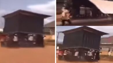 Man dumped by girlfriend takes back container-shop he bought for her (Video)