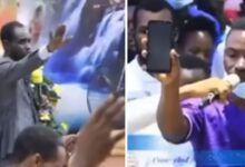 Moment pastor commanded credit alert into church member's phone
