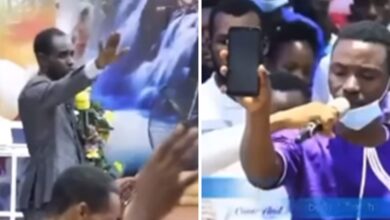 Moment pastor commanded credit alert into church member's phone