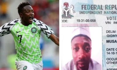 Nigerians express shock as Ahmed Musa shares PVC showing his date of birth - ahmed musa age pvc 1