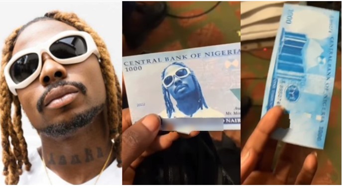 Dem go spend am - Reactions as man shares video of fake new N1k note with Asake's face - asake face naira note 1