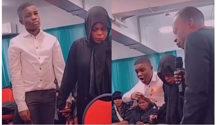 Moment boy's clothe caught fire during deliverance in church (Watch video) - boy clothe fire deliverance church 1