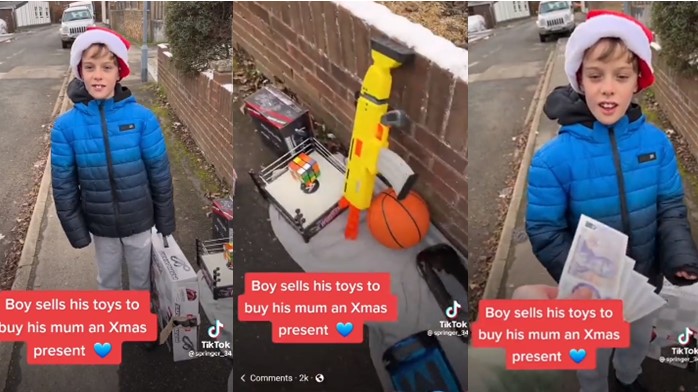 10-year-old boy sells all his toys to buy Christmas presents for his mum (Video) - boy sell toys mum christmas present 1