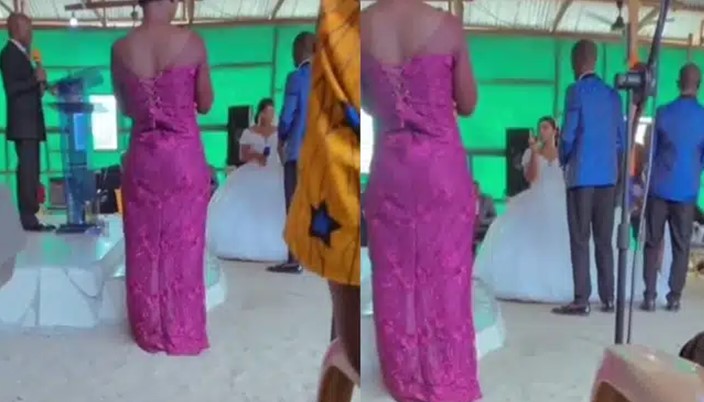 Confusion as bride makes U-turn during exchange of vows in church (Video) - bride refuse marry 1