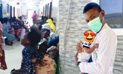 Family visit doctor on Christmas Day with newborn baby he helped deliver - doctor family visit baby 1