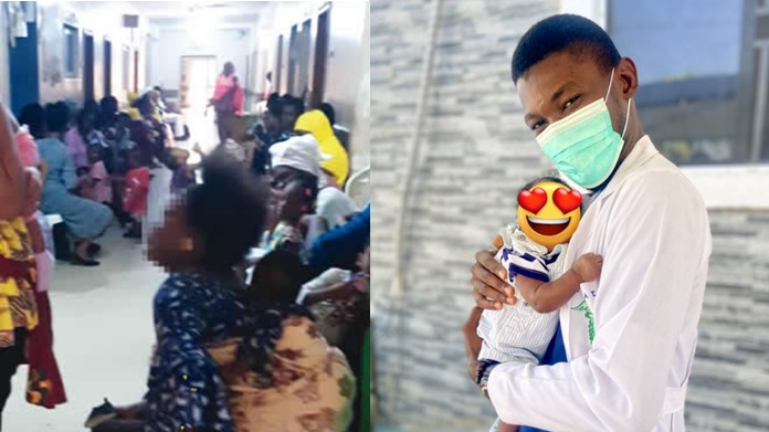 Family visit doctor on Christmas Day with newborn baby he helped deliver - doctor family visit baby 1