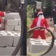 Even Santa dey hustle for daily 2k - Reactions as Father Christmas is spotted working at construction site (Video) - father christmas construction site 1