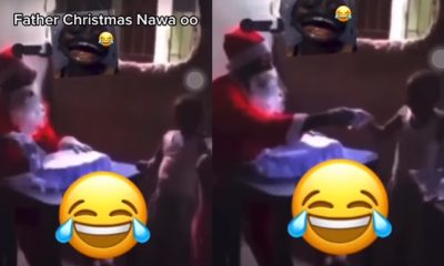 Sapa don touch Santa - Reactions as Father Christmas shares pure water to children (Video) - father christmas pure water kids 1