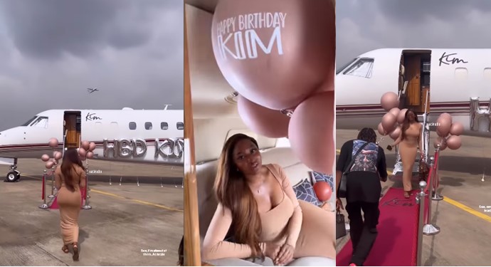 #BBNaija: Kim Oprah charters private jet to celebrate her 27th birthday (Video) - kim oprah private jet birthday 1