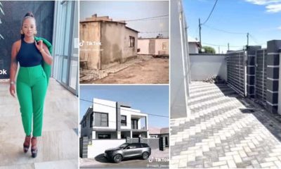 Young lady upgrades her family's old house to storey-building after becoming successful - lady upgrade parents house 1