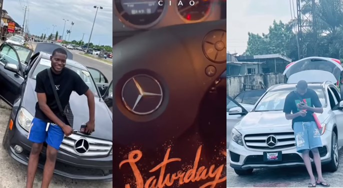 Young man celebrates after buying 3 Benz in six months - man 3 benz 6 months 1