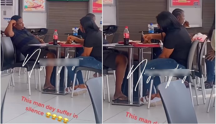 Man mocked for yawning and watching his date as she munches big chicken (Video) - man date chicken 1