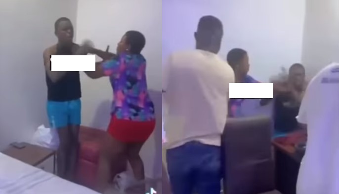 Young man beaten mercilessly for 'flexing' in expensive hotel on empty bank account - man hotel lodge beaten 1