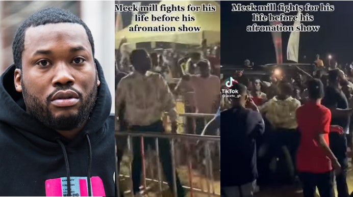 Meek Mill seen fighting fans that mobbed him outside concert venue in Ghana (Video) - meek mill fight ghana afronation 1