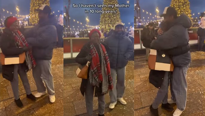 Nigerian mum burst into tears as she reunites with son abroad after 10 years (Watch video) - mum reunite son abroad 1