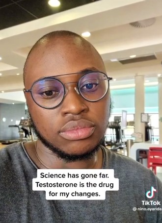 Nigerian student shares how drugs helped her transform from woman to man with beards (Video) - nigerian trans2