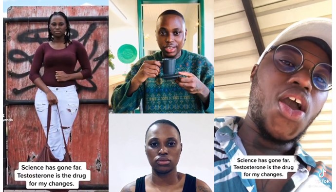 Nigerian student shares how drugs helped her transform from woman to man with beards (Video) - nigerian transman ayanda 1