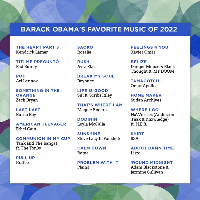 Barack Obama’s favourite music playlist for the year 2022