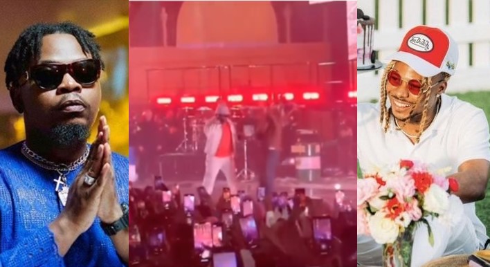 Moment Olamide gave out his outfit worth millions to lucky fans at Asake's concert (Video) - olamide outfit asake concert 1