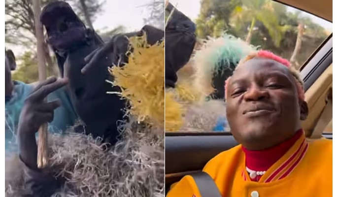 Portable excited as he meets masquerades that can sing his songs (Video) - portable masquerade songs 1