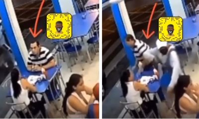 Moment armed robber invaded restaurant and man abandoned his date without her realising (Video) - robber restaurant man lady date 1