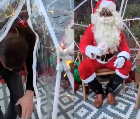 Area how far - Man working as Santa Claus abroad greets fellow Nigerian in Pidgin (Watch video) - santa claus pidgin english