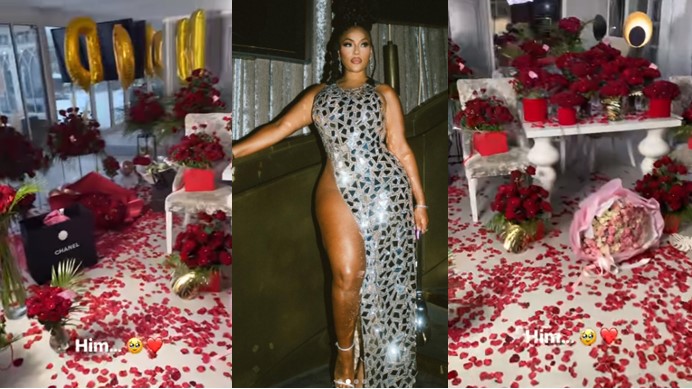 Stefflon Don gushes over new man as she shows off romantic gifts she got from him on her birthday (Video) - stefflon don new man flowers birthday 1