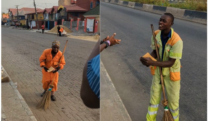 Nigerian man shares N20k to street sweepers in the spirit of Christmas - street sweepers 20k christmas 1