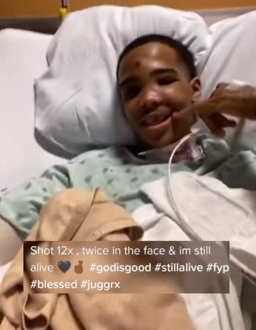 "I'm still alive" - Teenager shot 12 times taunts his assailants from hospital after surviving (Video) - teenager shot 12 times survive