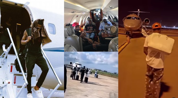 Man wonders why Wizkid often boards private jet alone whereas Davido travels with his crew - wizkid davido crew jet 1