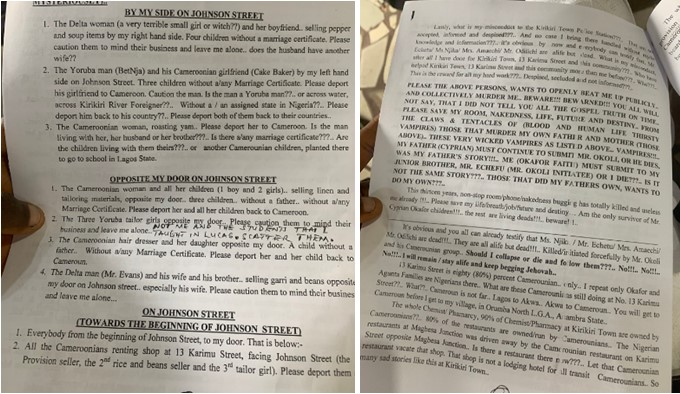 Woman writes offences committed against her by neighbours and shares the papers - woman offences neighbour 1