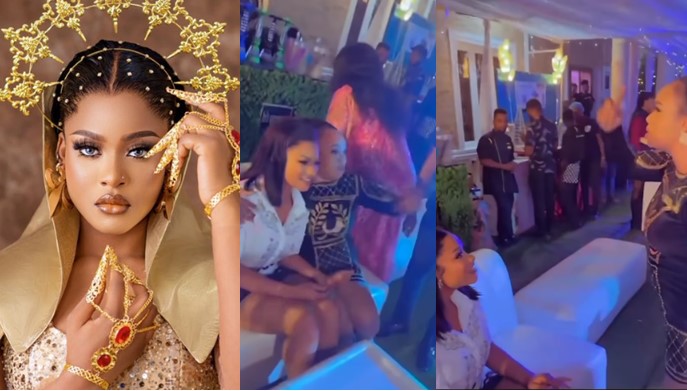 Woman excited as husband gets BBNaija winner, Phyna to make surprise appearance at her birthday party (Video) - woman phyna appearance husband birthday 1