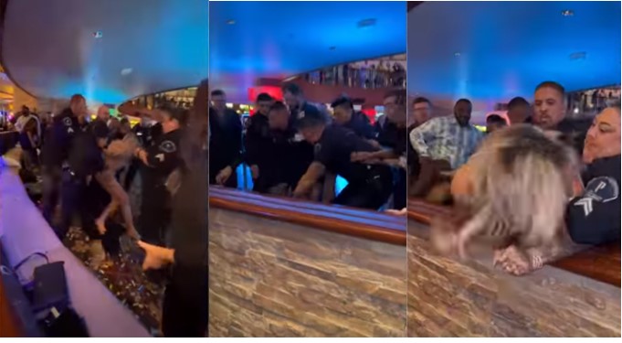 Trending video: Drama as more than 10 cops struggle to arrest one drunk woman - 10 cops arrest one woman 1