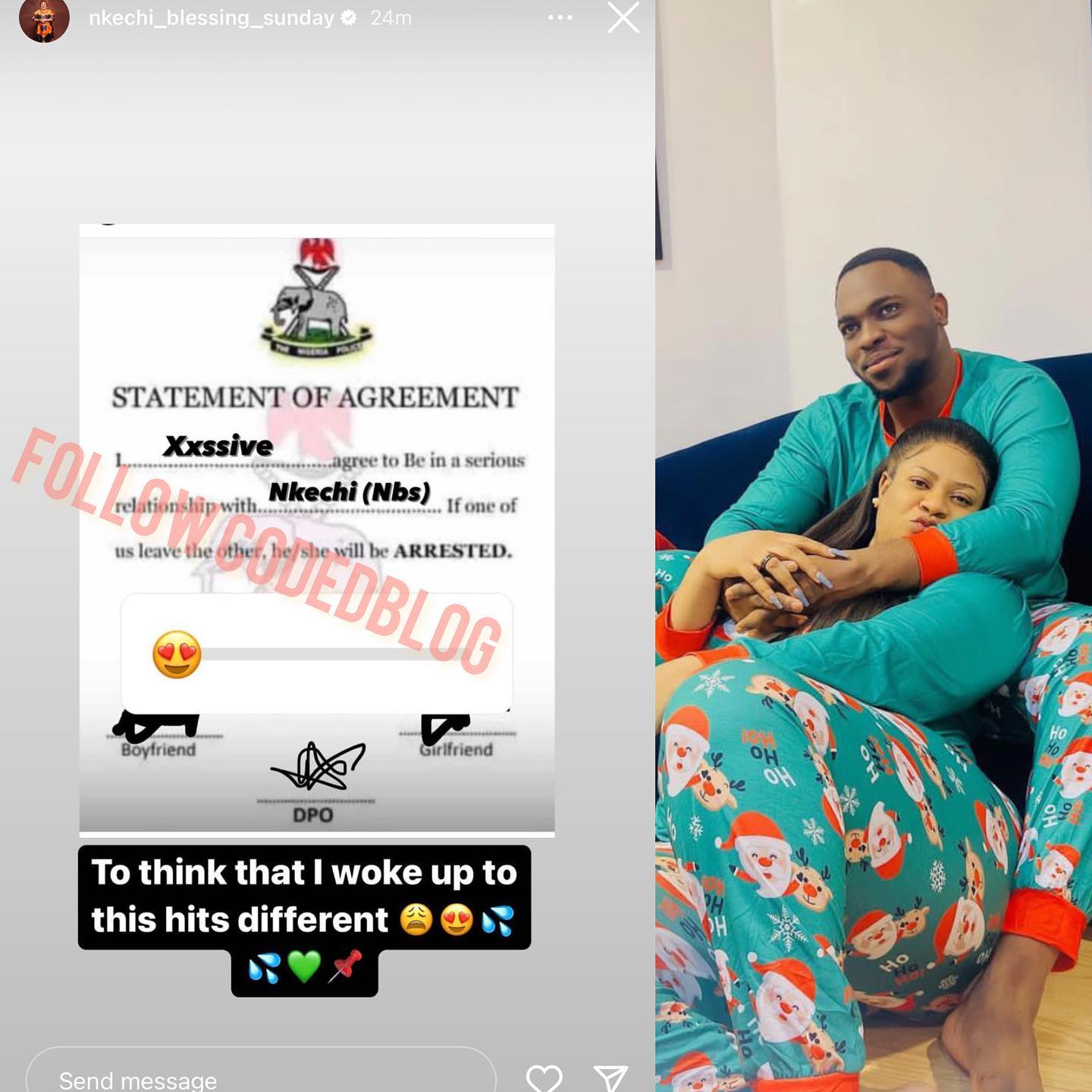 Actress Nkechi Blessing, boyfriend sign agreement to arrest anyone who breaks up first - 325641228 900025121449502 1100318198190237102 n
