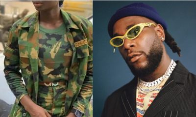 'I no wan loose guard' - Burna Boy narrates how he retreated from wooing pretty female soldier - burna boy woo soldier 1