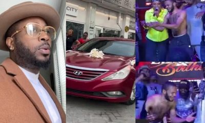 Young man bursts into tears as he wins car at Tunde Ednut's birthday party (Video) - ednut man win car birthday 1