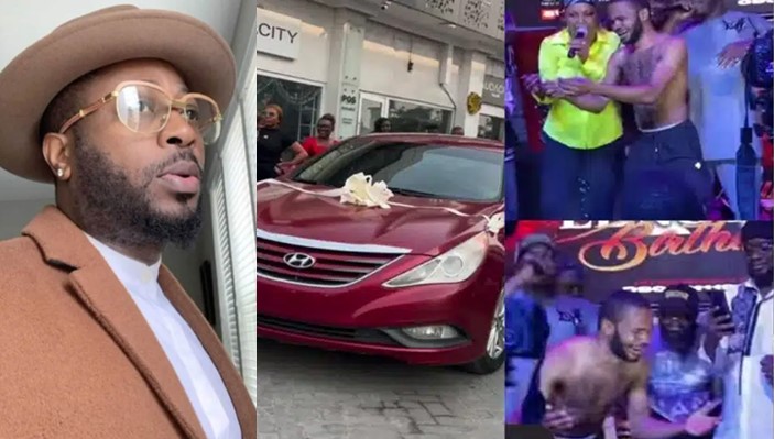 Young man bursts into tears as he wins car at Tunde Ednut's birthday party (Video) - ednut man win car birthday 1