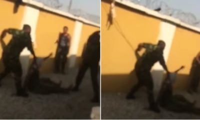 Female soldier caught on tape mercilessly flogging junior colleague - female soldier flogs