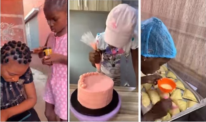 Multi-talented little girl who can make hair, bake goes viral - girl bake hairdresser 1