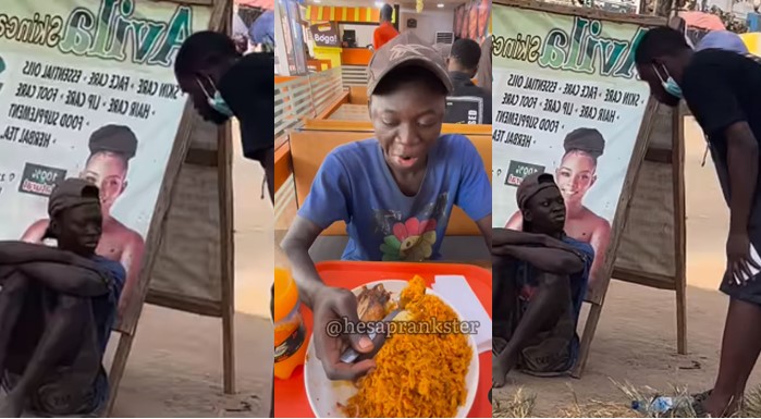 Good Samaritan stunned as school dropout rejects his money, begs for food instead (Video) - good samaritan school dropout food 1
