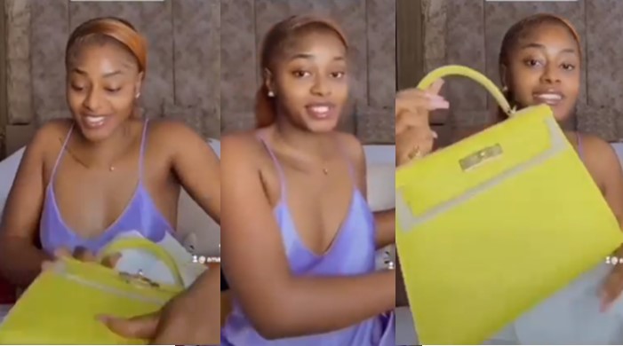 Lady gushes over her man as he gifts her N23m designer bag for her 23rd birthday (Video) - lady 23 birthday bag ft