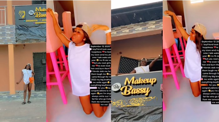 Man starts new business for his sister 3 years after her ex took back his store (Video) - lady brother business ex 1