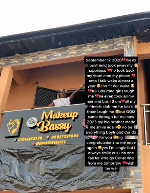 Man starts new business for his sister 3 years after her ex took back his store (Video) - lady business brother ex boyfriend