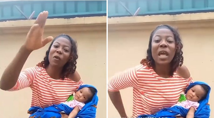 Nigerian lady accuses her ex of being impotent as she welcomes a baby (Watch video) - lady ex impotent baby 1