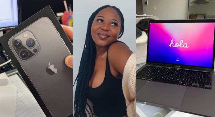 Lady receives MacBook Pro, iPhone from boyfriend as new year’s gift
