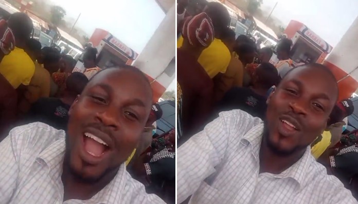 Man shares how he was nearly lynched for playfully hailing APC at filling station (Video) - man beat apc filling station