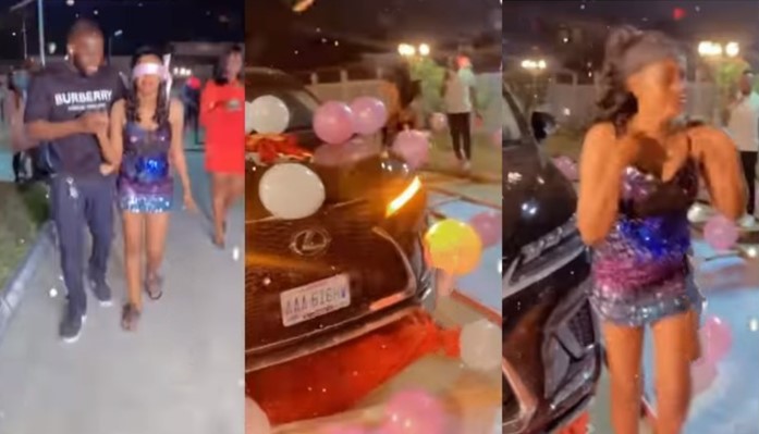 Husband surprises wife with Lexus SUV as wedding gift (Video) - man wife lexus wedding gift 1