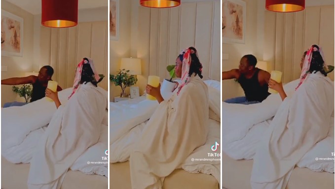 Drama as man wakes up to see his woman reciting incantations with his photo inside bottle (Video) - man woman bottle incantations 1