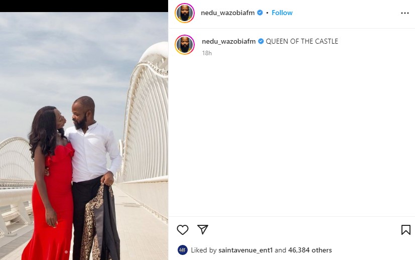 Nedu Wazobia shows off new woman a year after being dragged by ex-wife (Photos) - nedu wazobia new lover queen castle